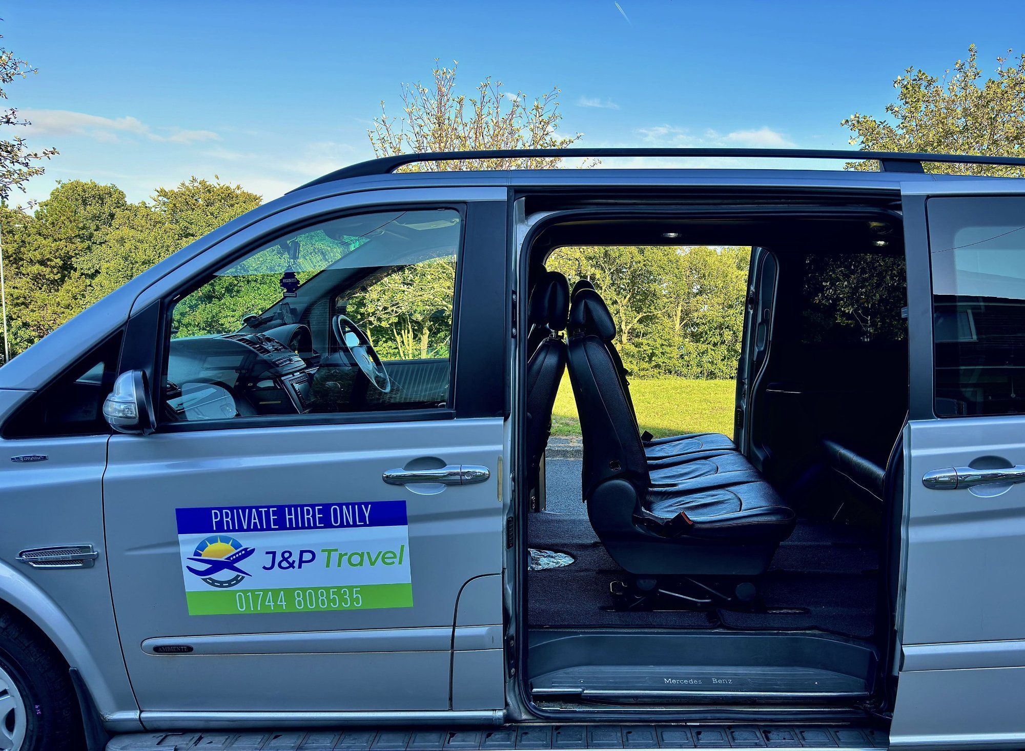 J&P Travel Mercedes Vito interior — comfortable leather seating